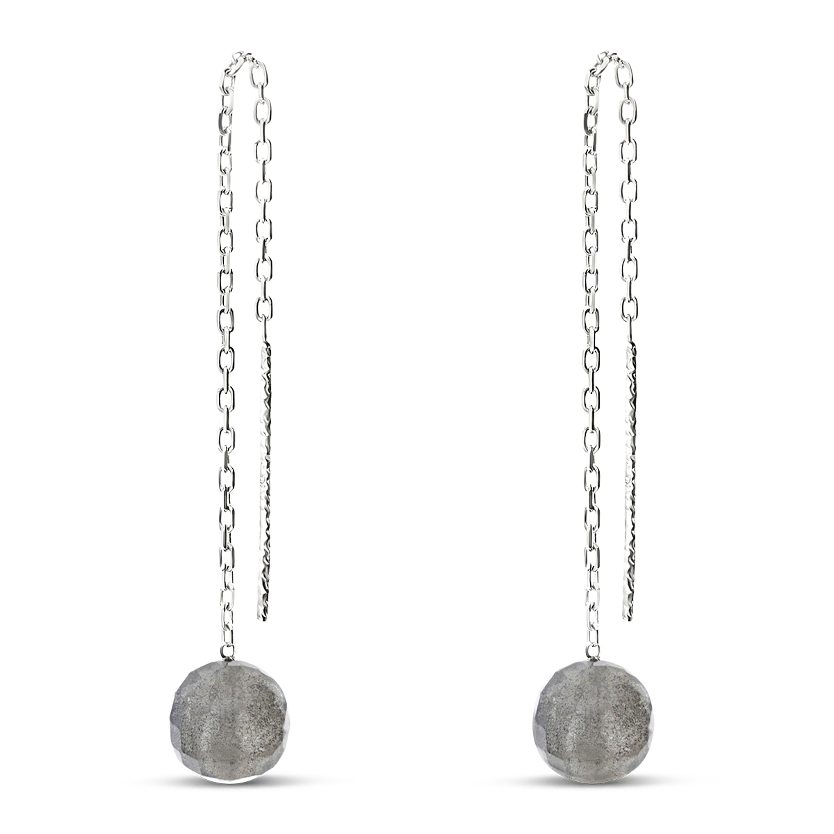 BOUCLE CHAINE FINE LABRADORITE 6MM