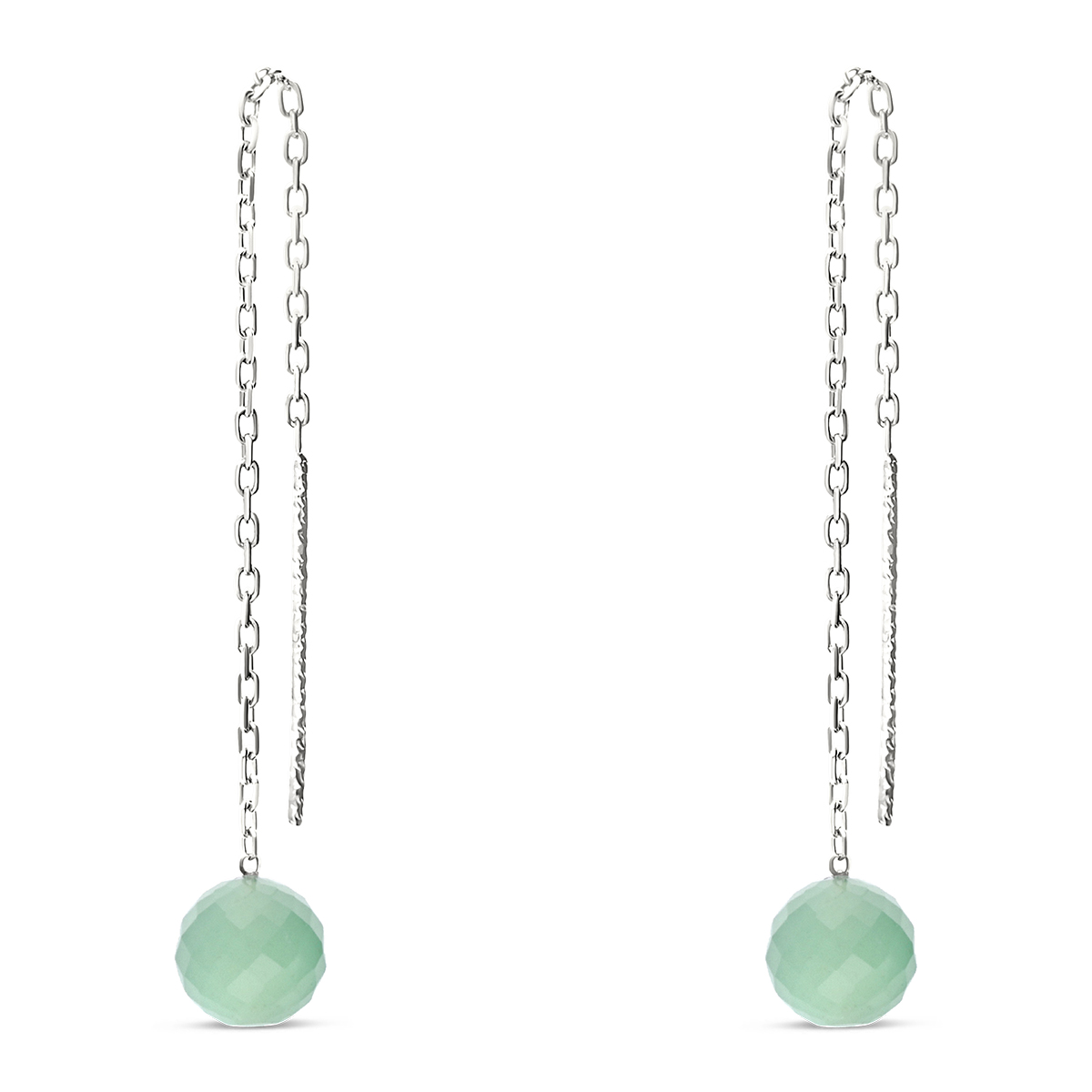 BOUCLES CHAÎNE FINE PIERRE VERTE 6MM