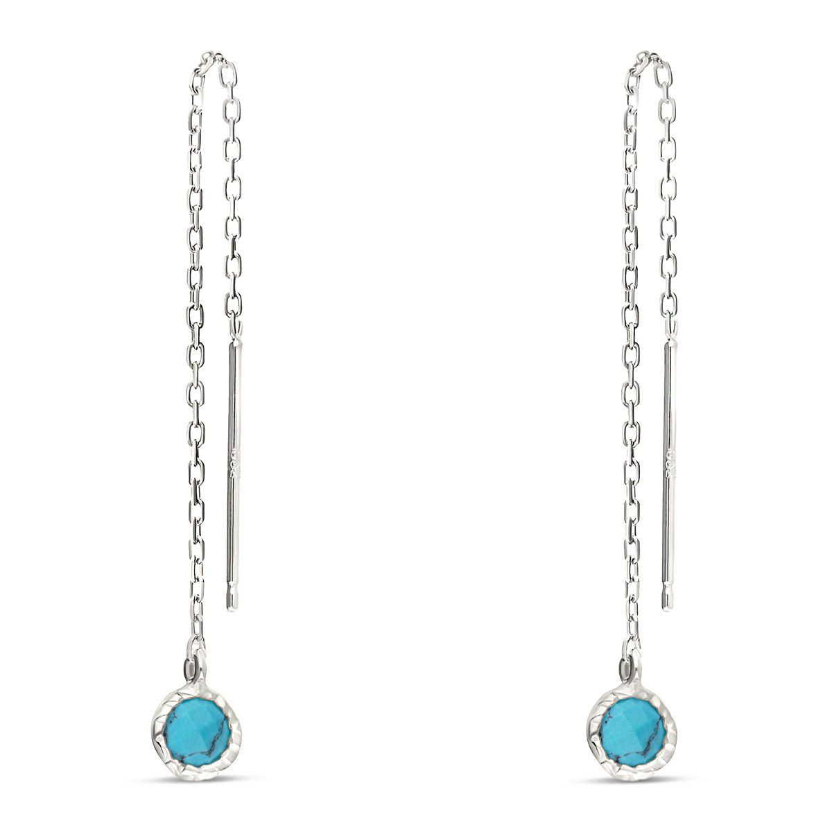 BOUCLE CHAINE PETITE PIERRE RONDE COULEUR TURQUOISE