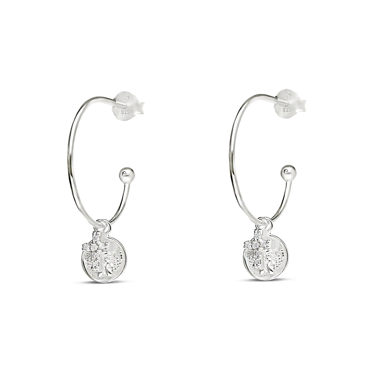 CRÉOLES ANGE CROIX ARGENT