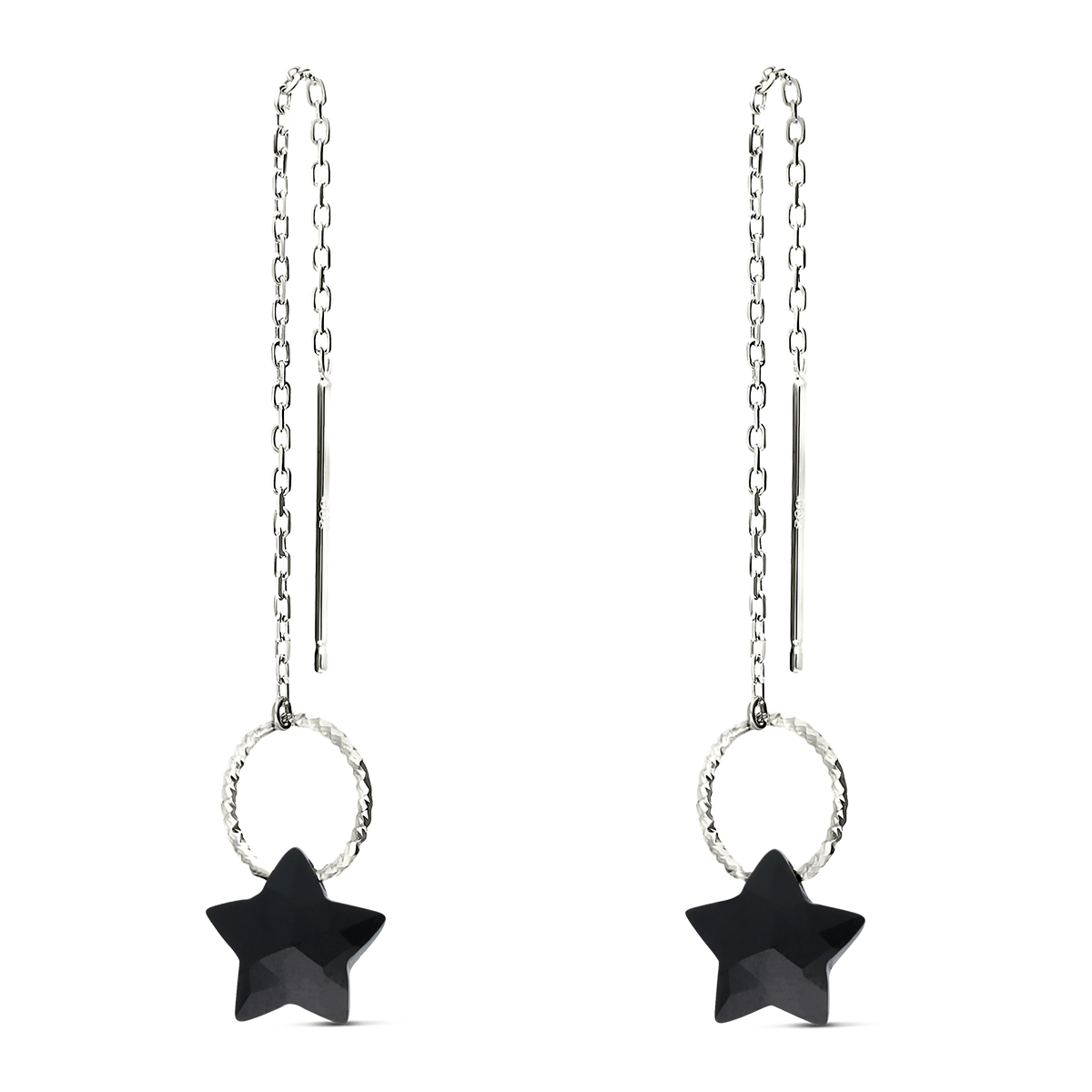 BOUCLES FINE ANNEAU ÉVIDÉ ETOILE NOIRE