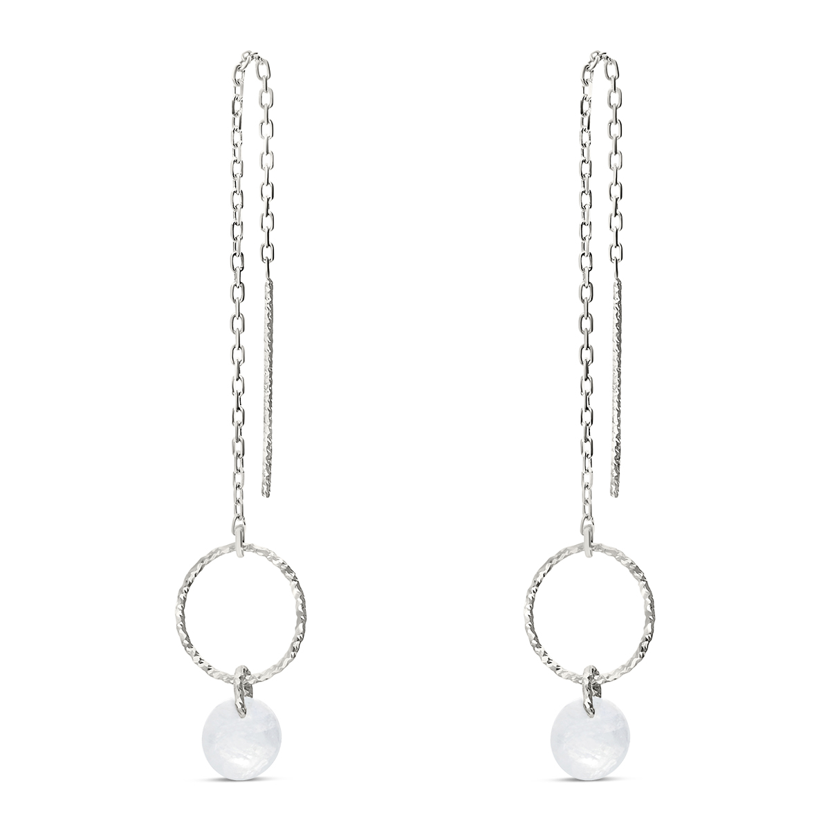 BOUCLES FINE ANNEAU ÉVIDÉ PIERRE OPALINE