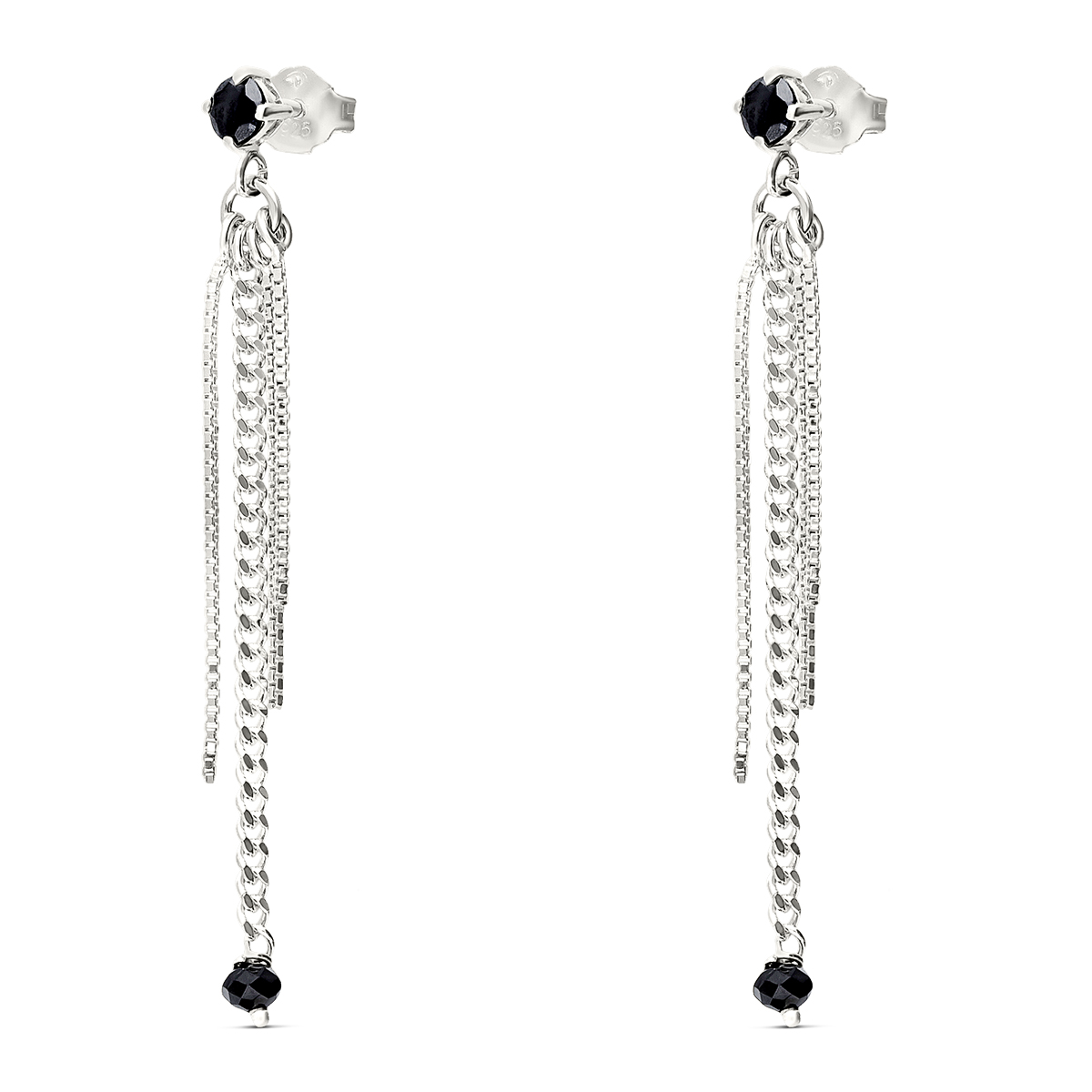 BOUCLES CHAÎNES ET OXYDE D\'ONYX NOIR