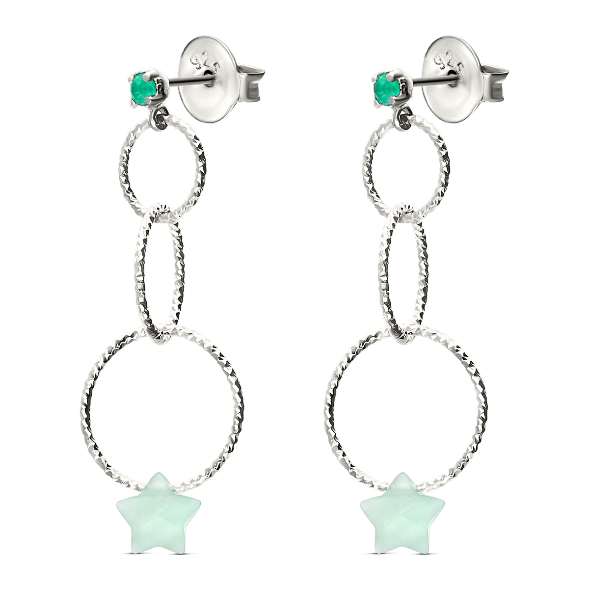 BOUCLES MULTI ANNEAUX ETOILE VERTE