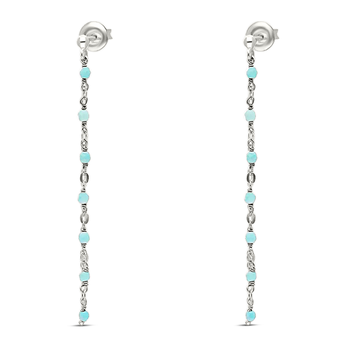 BOUCLES PENDANTES PERLES COULEUR TURQUOISE