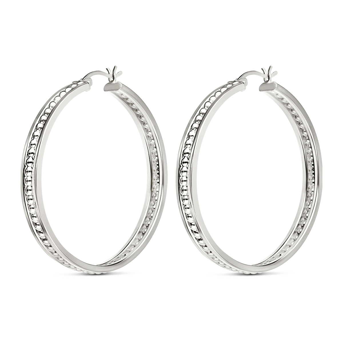 CRÉOLES ARGENT PETITES BOULES 45MM