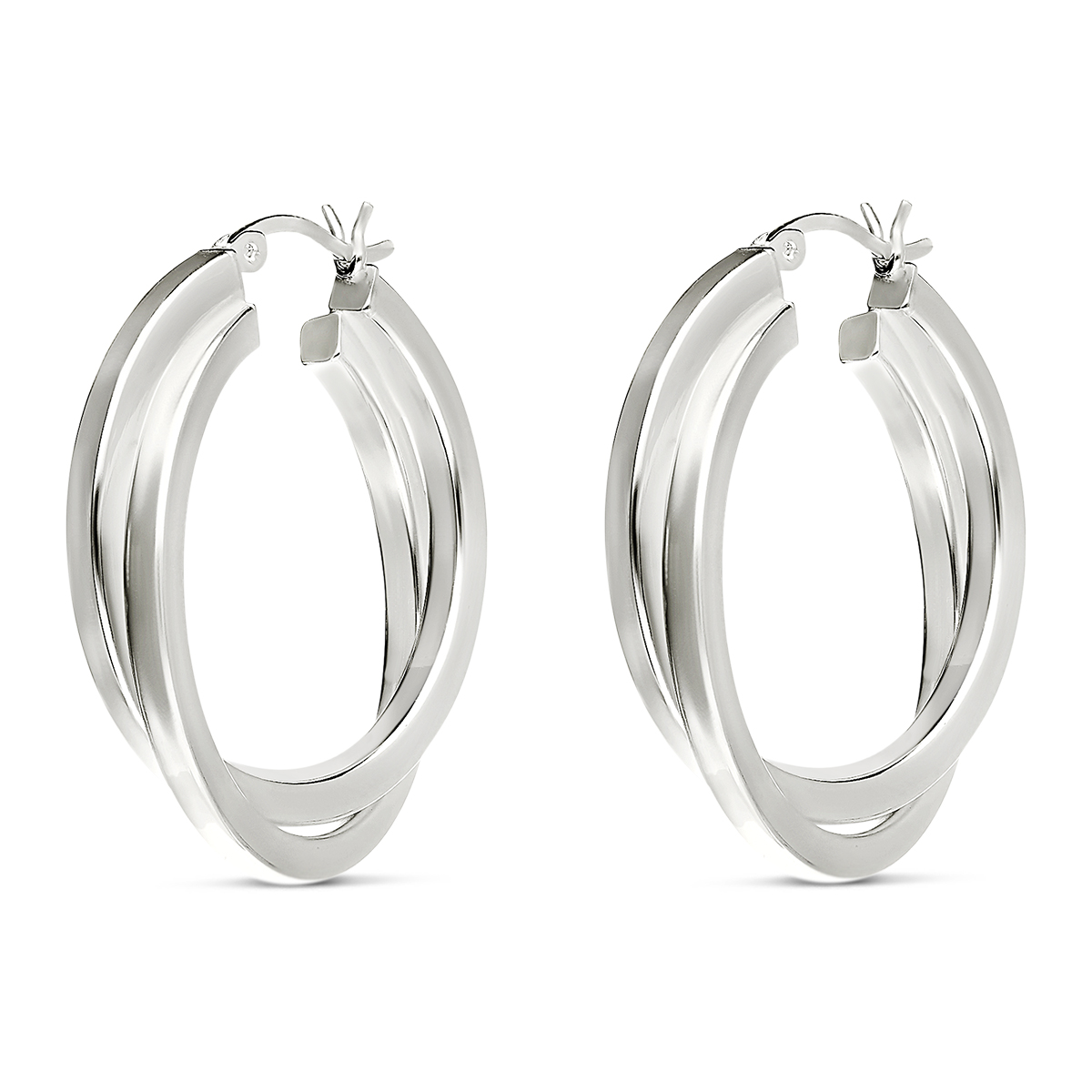 CRÉOLES DOUBLE ANNEAUX CARRÉS ENTRECROISES 25MM OLINDA