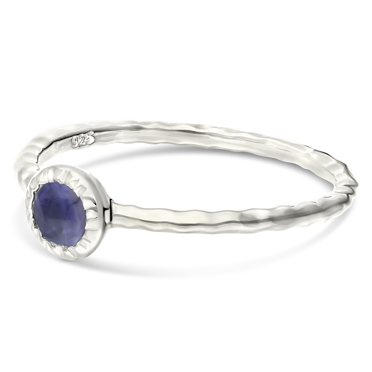 BAGUE ANNEAU MARTELÉ PIERRE VIOLETTE 4MM