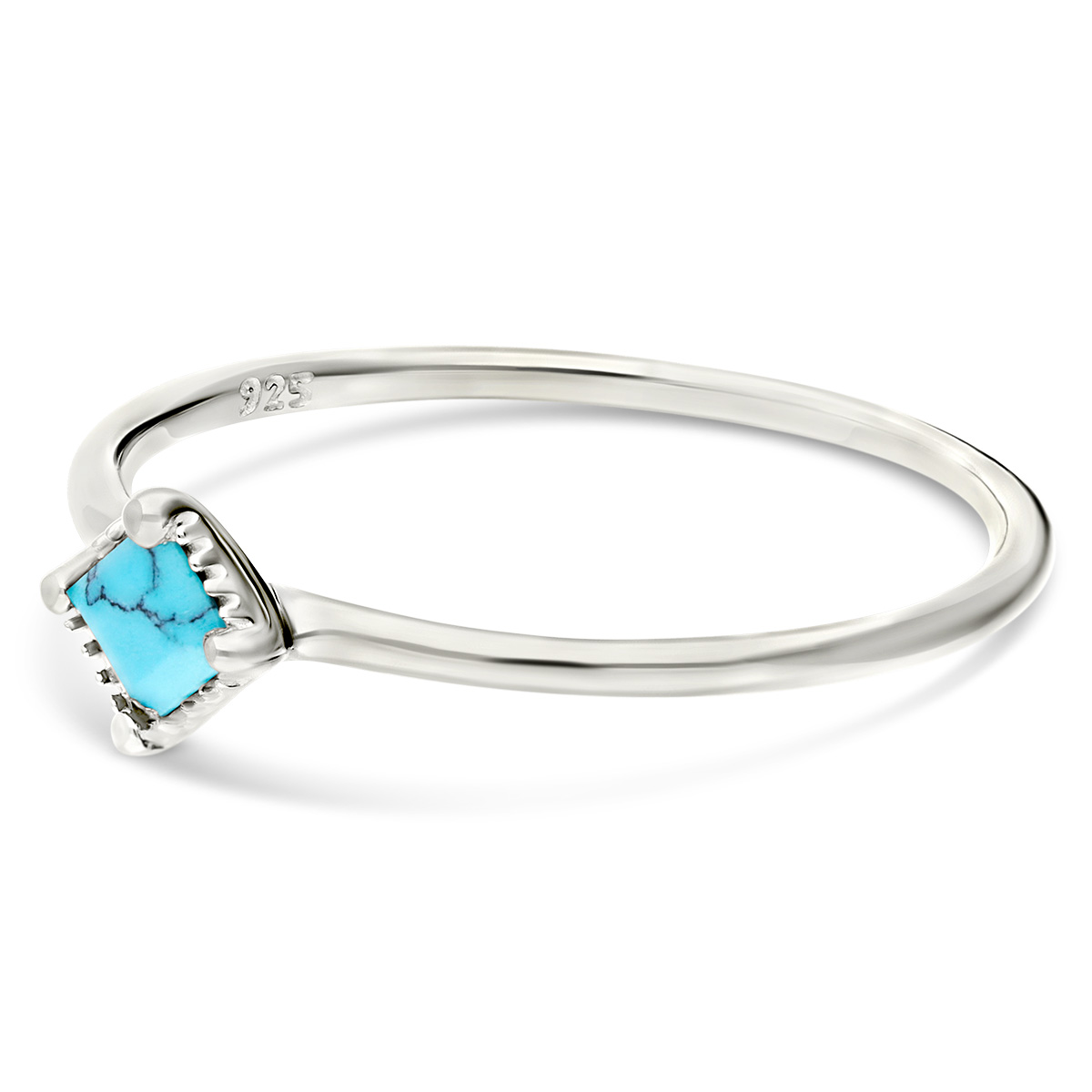 BAGUE PIERRE LOSANGE COULEUR TURQUOISE