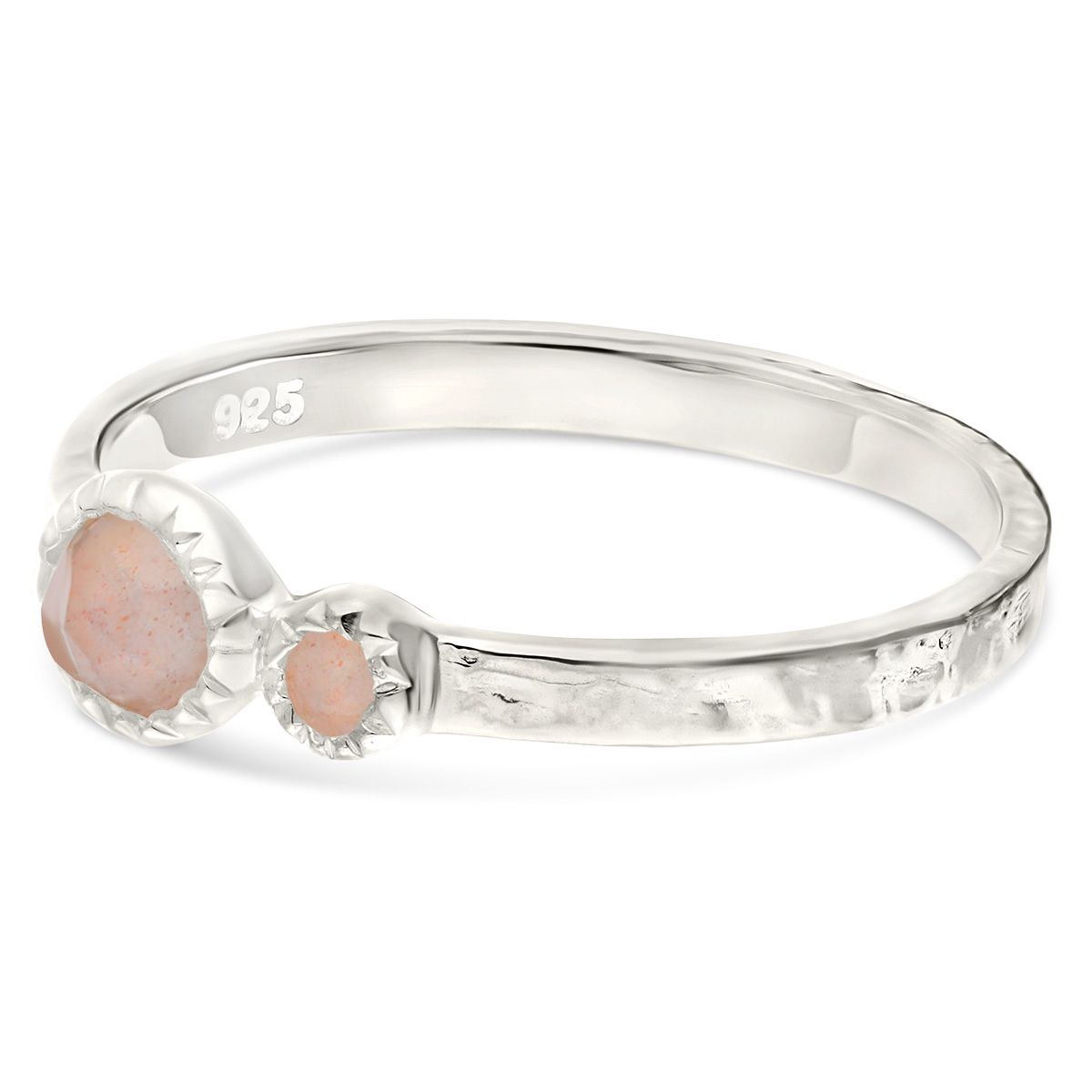 BAGUE ANNEAU MARTELÉ DEUX PIERRES DE LUNE