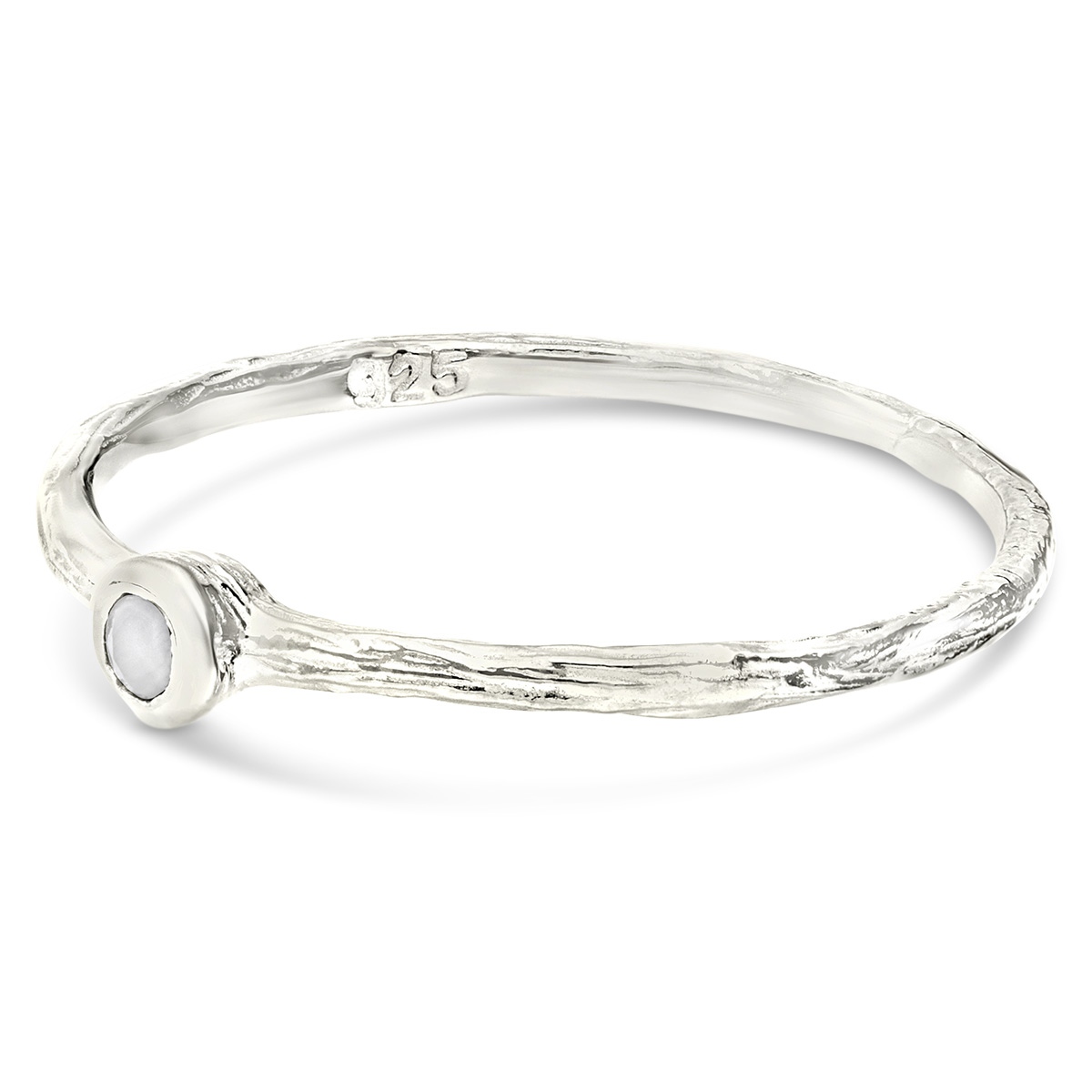 BAGUE ANNEAU FIN MARTELÉ MINI PIERRE GRISE
