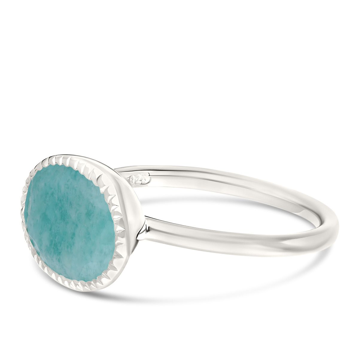 BAGUE ANNEAU LISSE PIERRE AMAZONITE OVALE