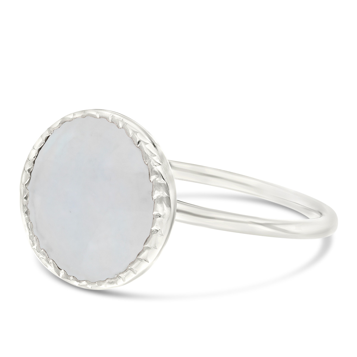 BAGUE ANNEAU LISSE OPALINE RONDE 13MM