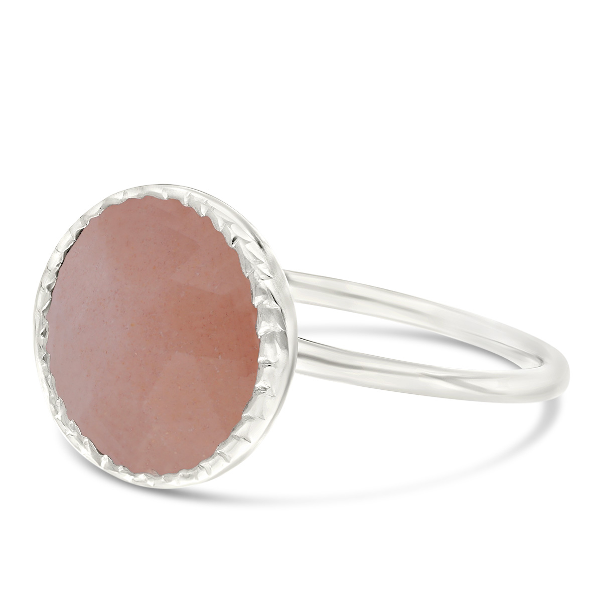 BAGUE ANNEAU LISSE PIERRE DE LUNE RONDE 13MM