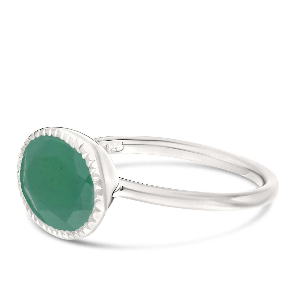 BAGUE ANNEAU LISSE PIERRE AVENTURINE OVALE