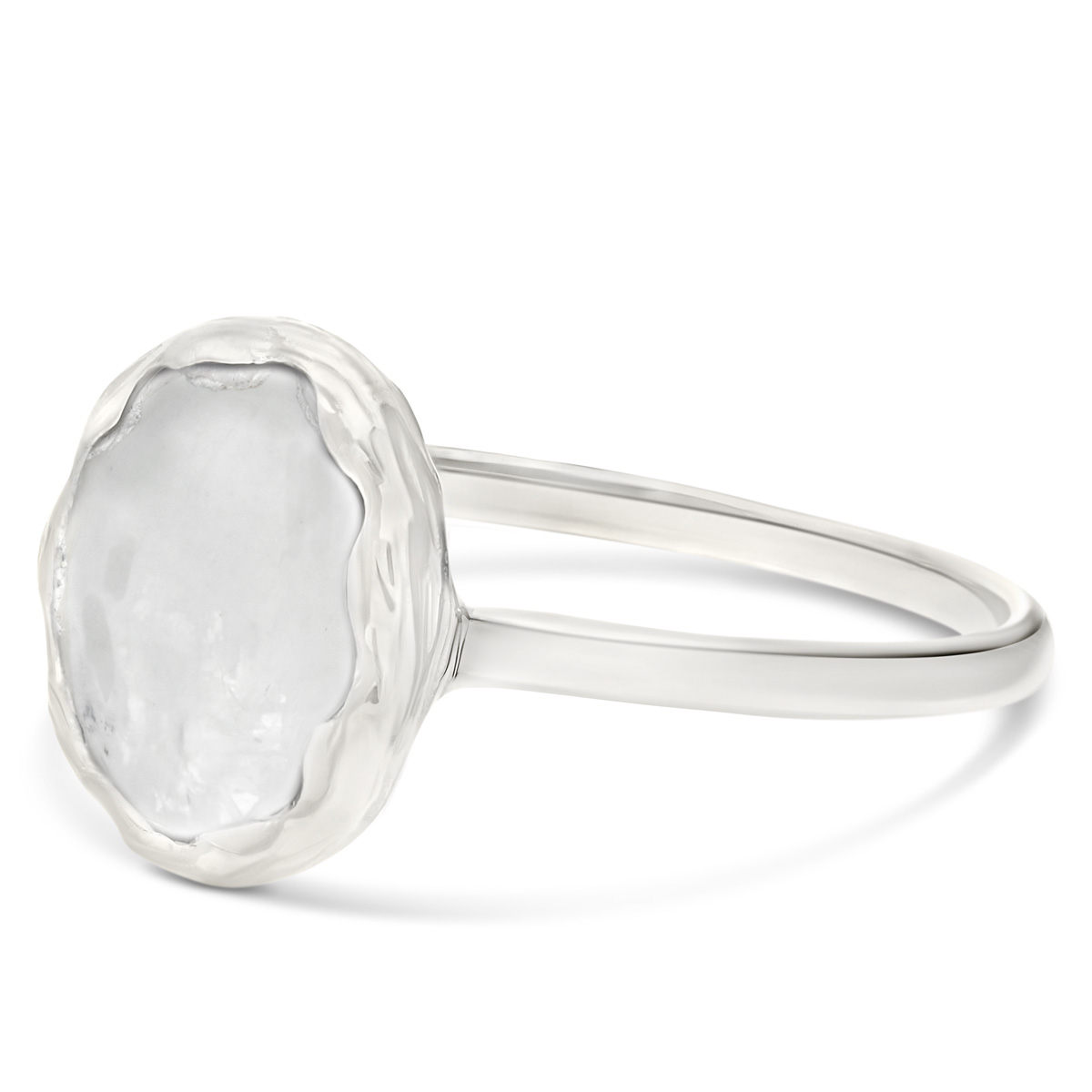 BAGUE PIERRE DE LUNE OPALINE OVALE  9MM