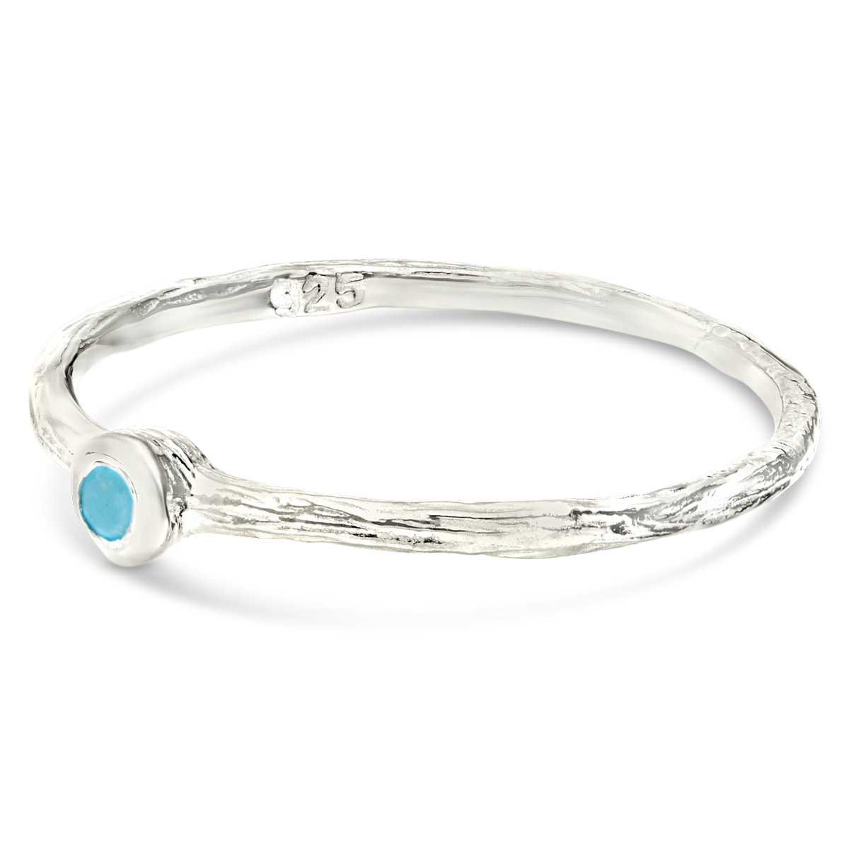 BAGUE ANNEAU FIN MARTELÉ MINI PIERRE TURQUOISE