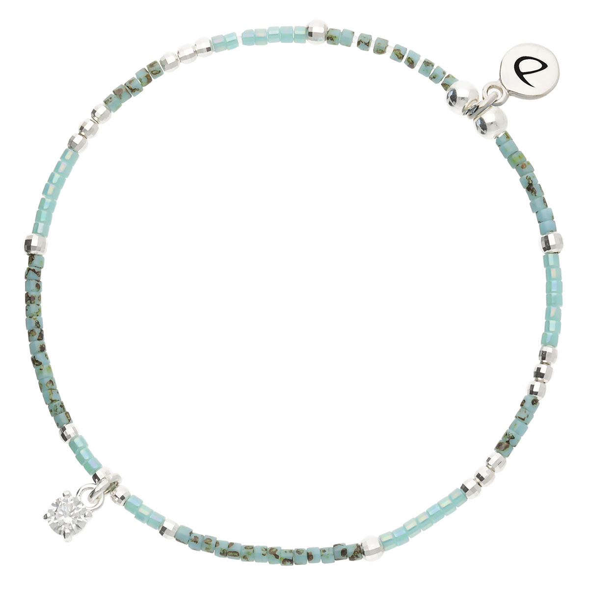 Bracelet Élastique Argent 925 Vert Oxyde de Zirconium
