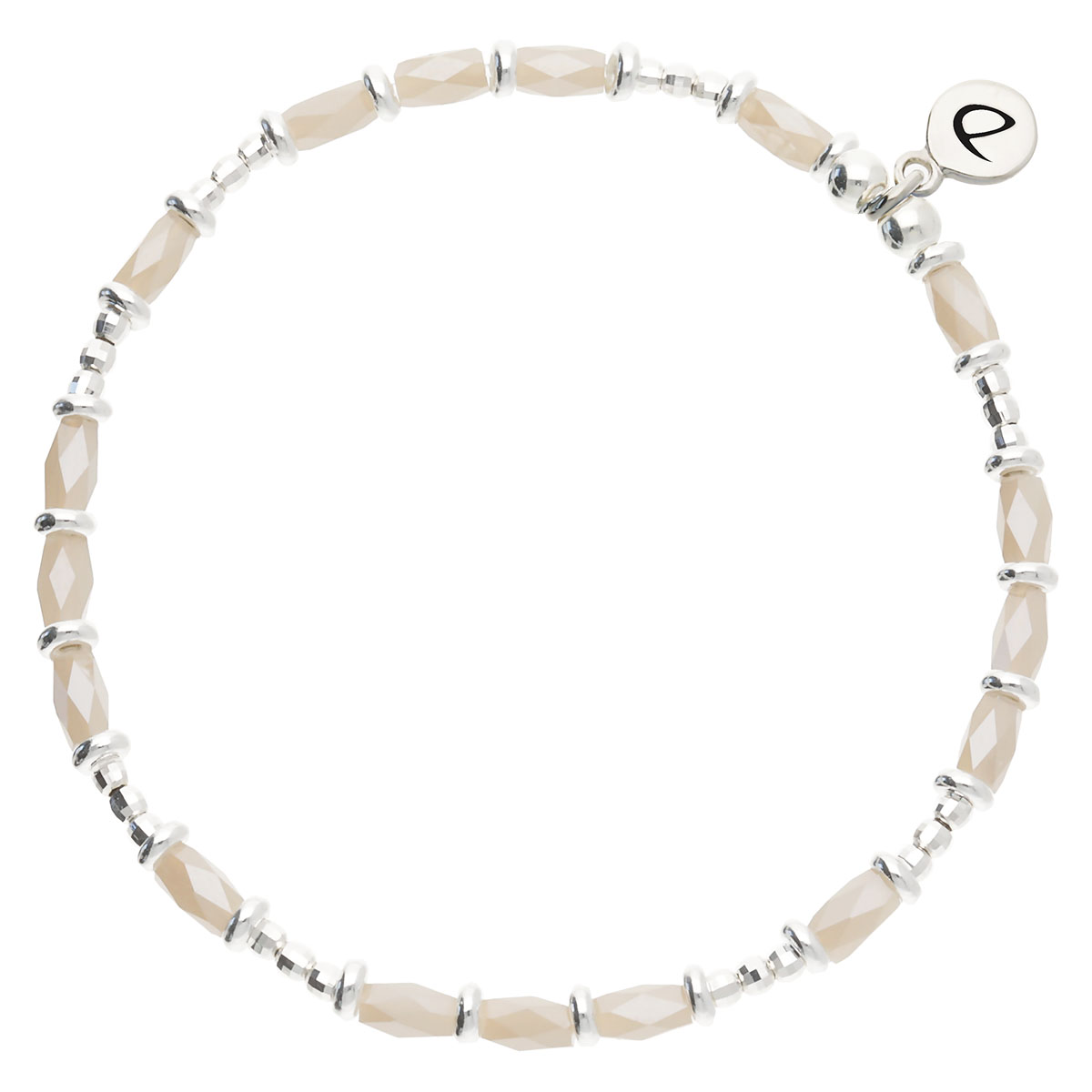 Bracelet Élastique Argent 925 Beige Écru Prestance