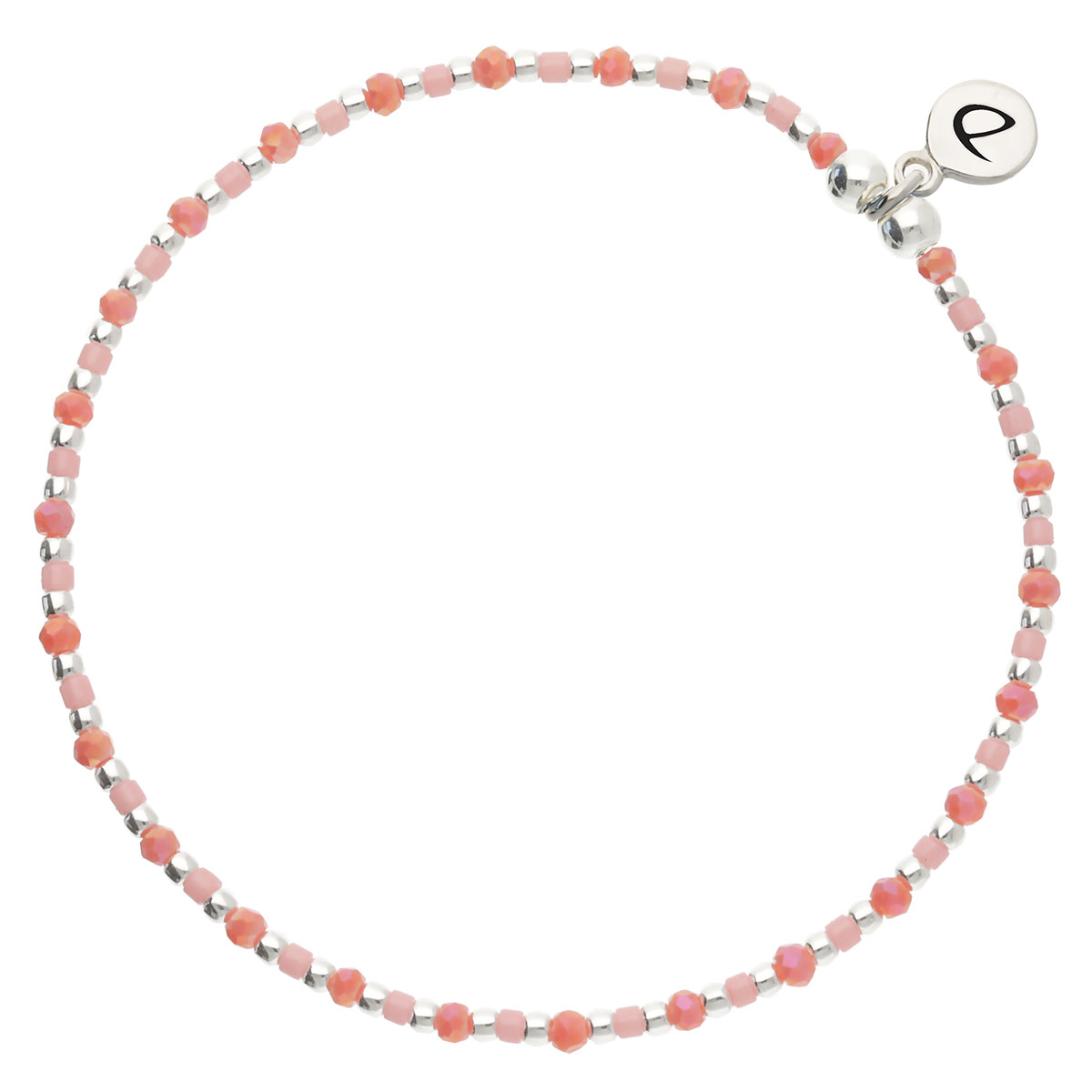 Bracelet Élastique Argent 925 Rose Corail Grain De Folie