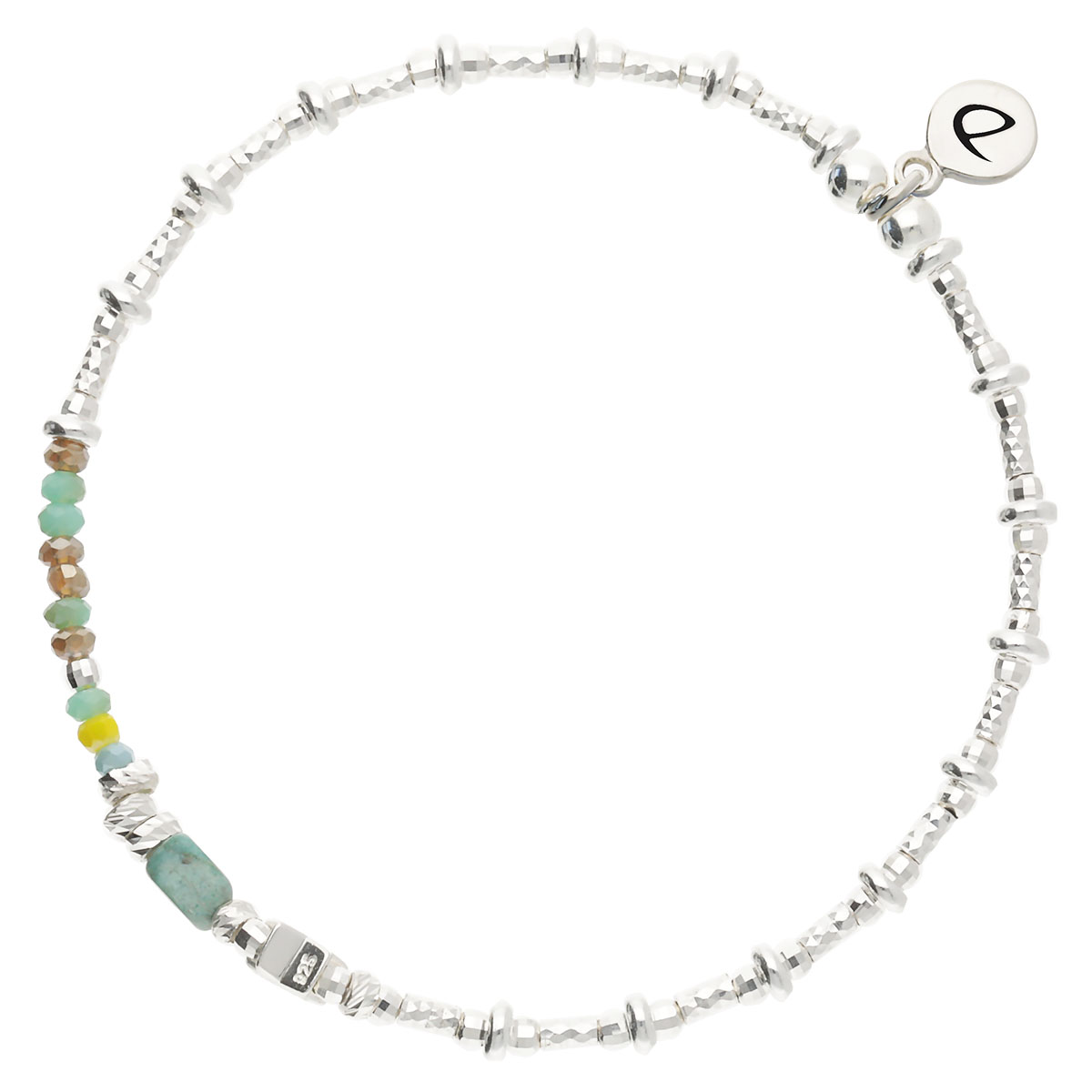 Bracelet Élastique Argent 925 Étoile Cube Indien Tubes Argent