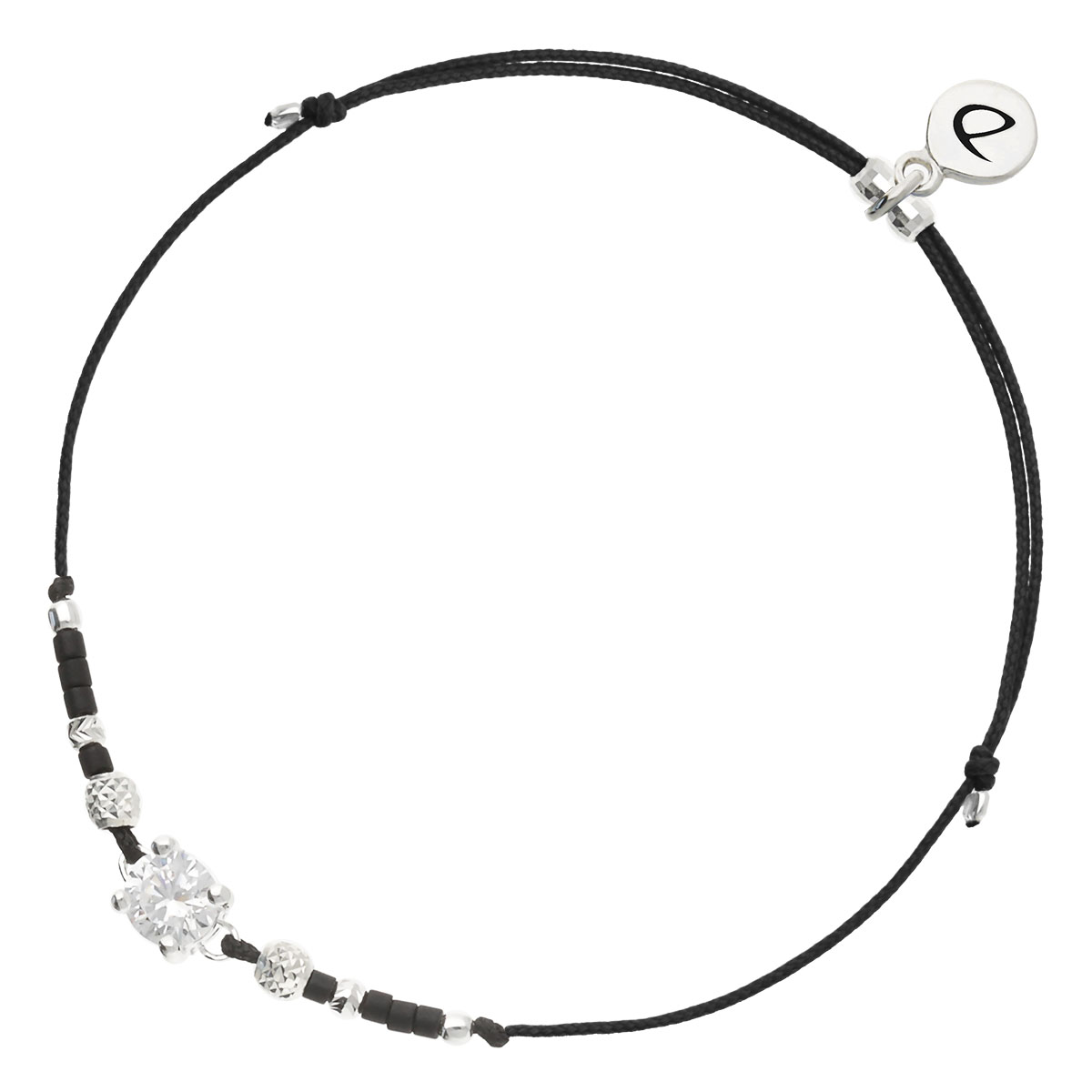 Bracelet Cordon Argent 925 Noir L Éclatant