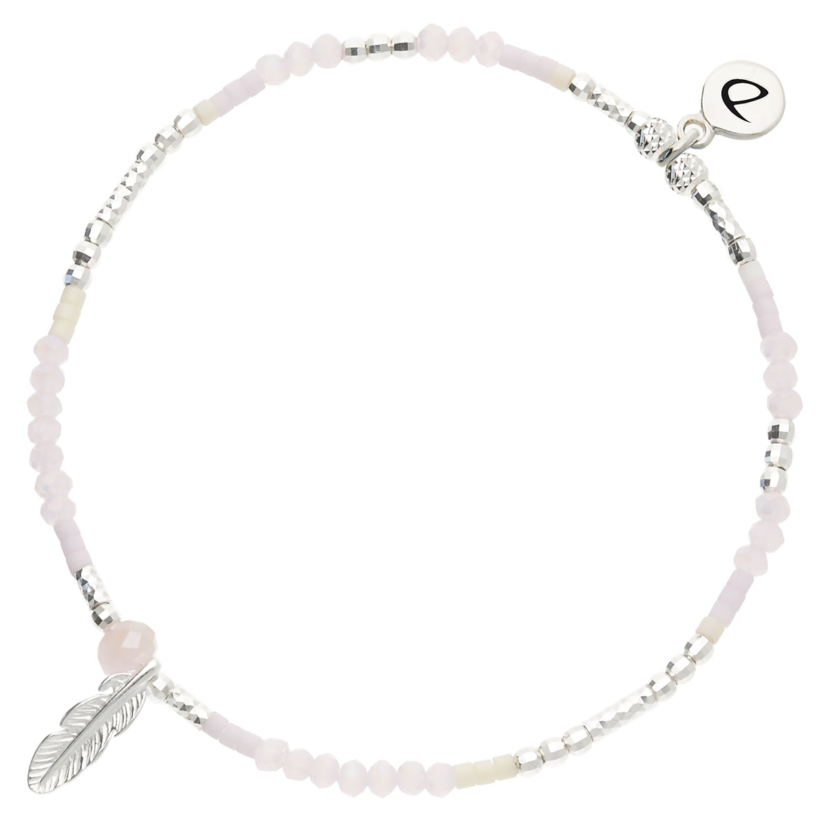 Bracelet Élastique Argent 925 Rose Pastel Plume Merida