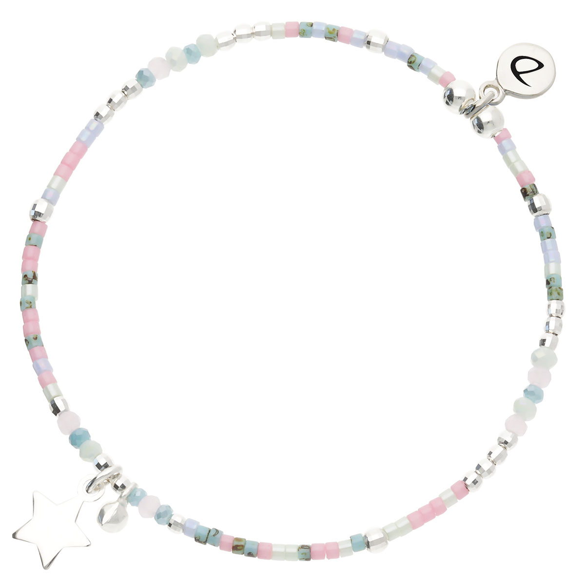 Bracelet Élastique Argent 925 Étoile Bleu Rose Gravable