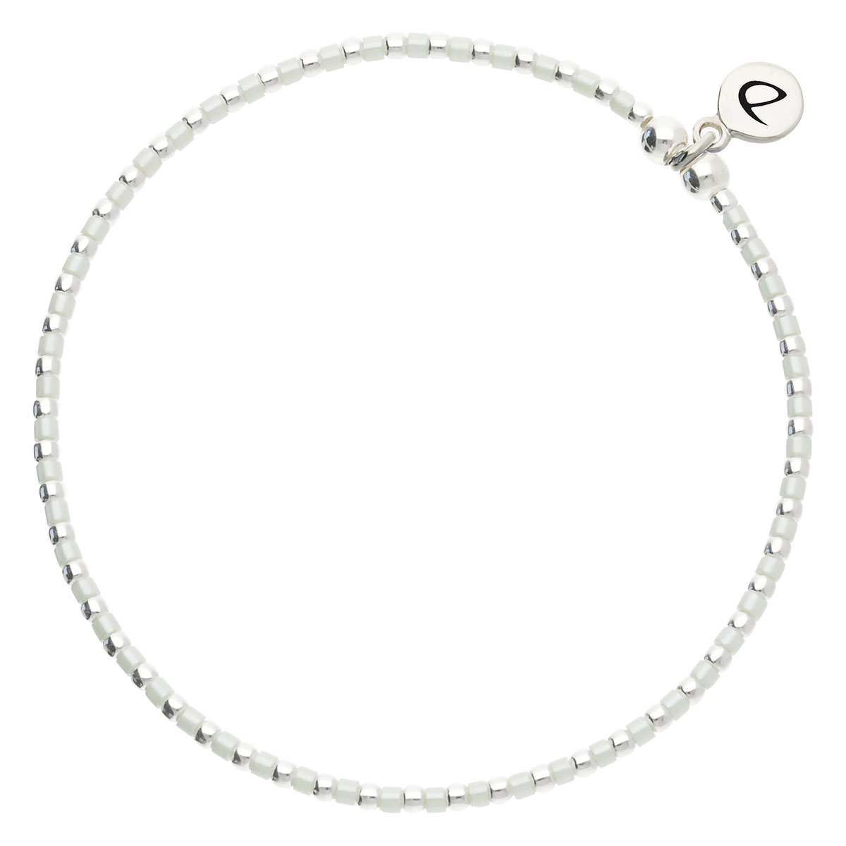 Bracelet Élastique Argent 925 Vert Pastel Miyuki Grain De Folie