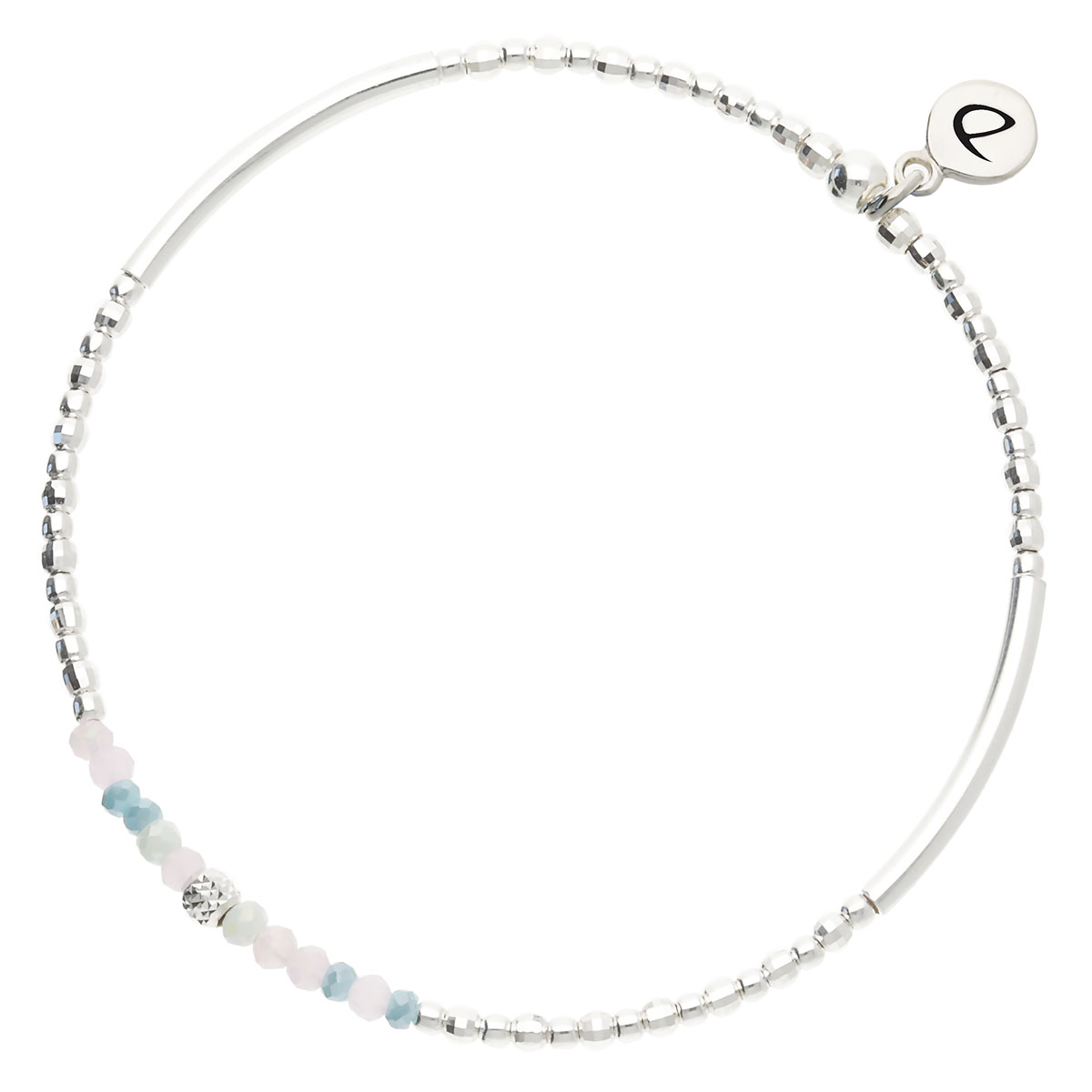 Bracelet Élastique Argent 925 Bleu Rose Flirting