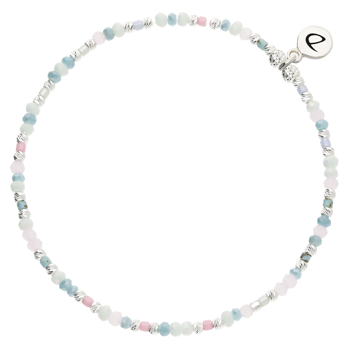 Bracelet Élastique Argent 925 Bleu Rose Nusa