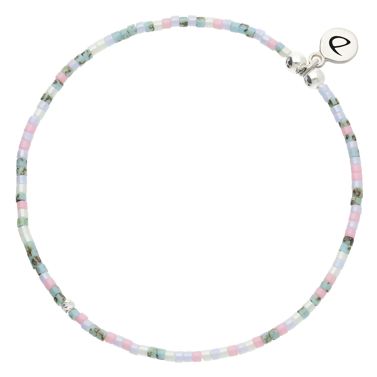 Bracelet Élastique Argent 925 Bleu Rose Le Miyuki