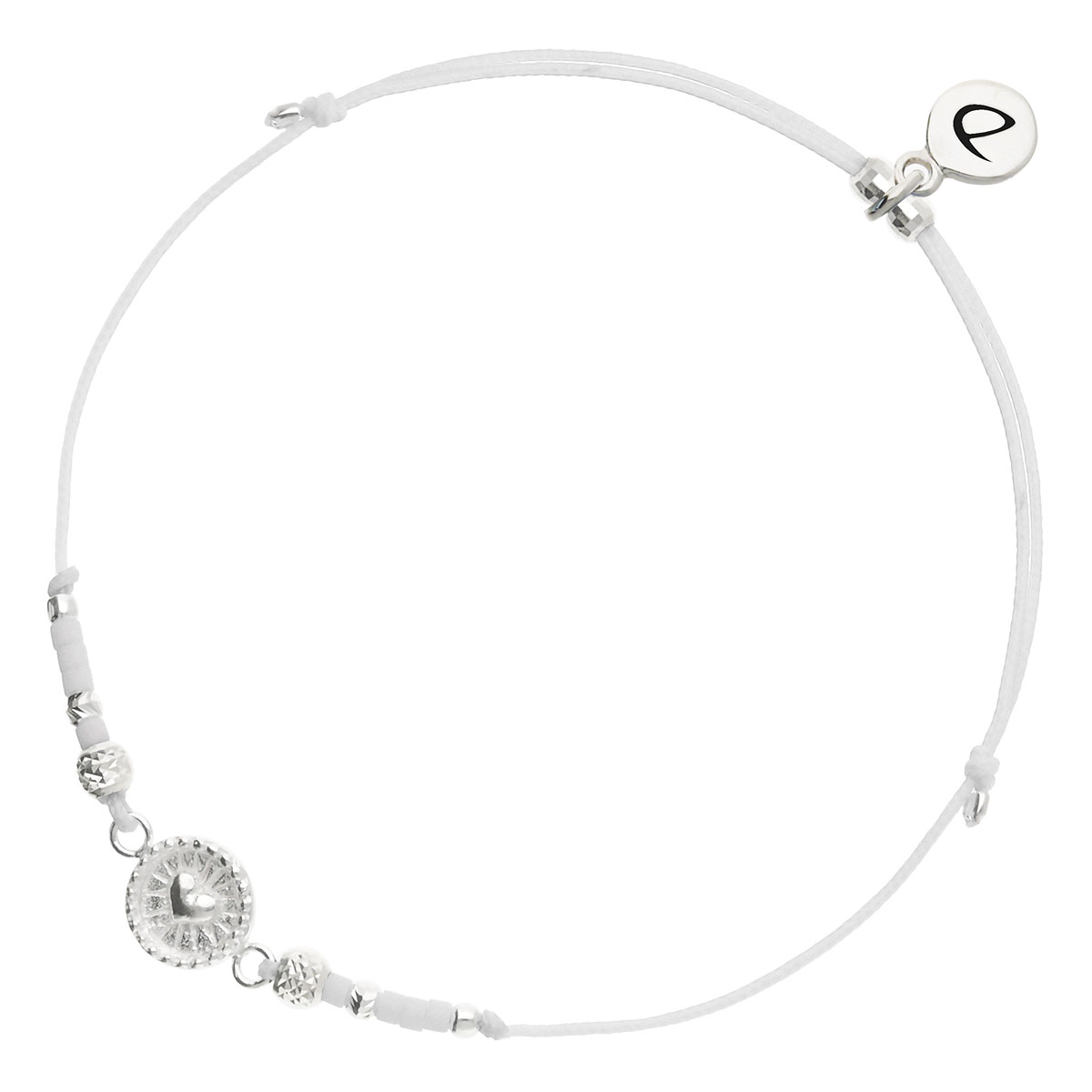 Bracelet Cordon Argent 925 Blanc Le Coeur Sacré