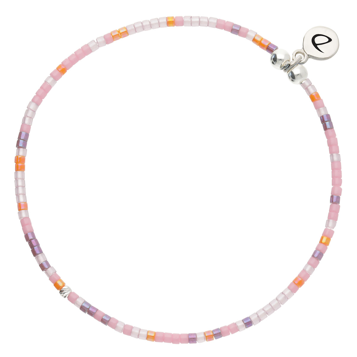 Bracelet Élastique Argent 925 Rose Violet Le Miyuki