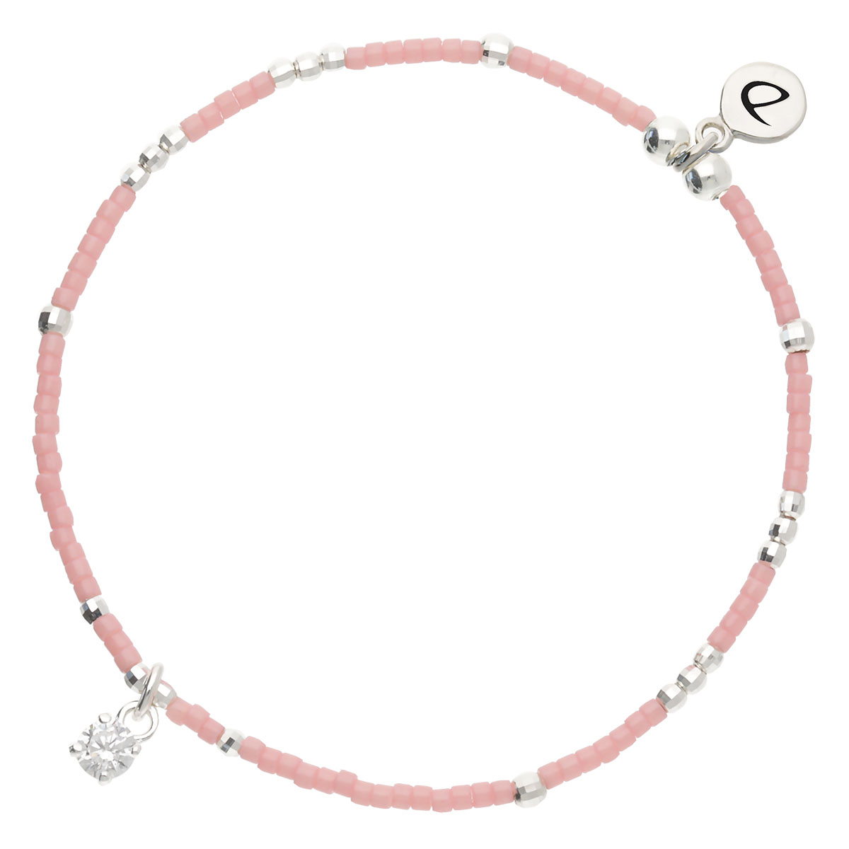 Bracelet Élastique Argent 925 Corail Oxyde de Zirconium