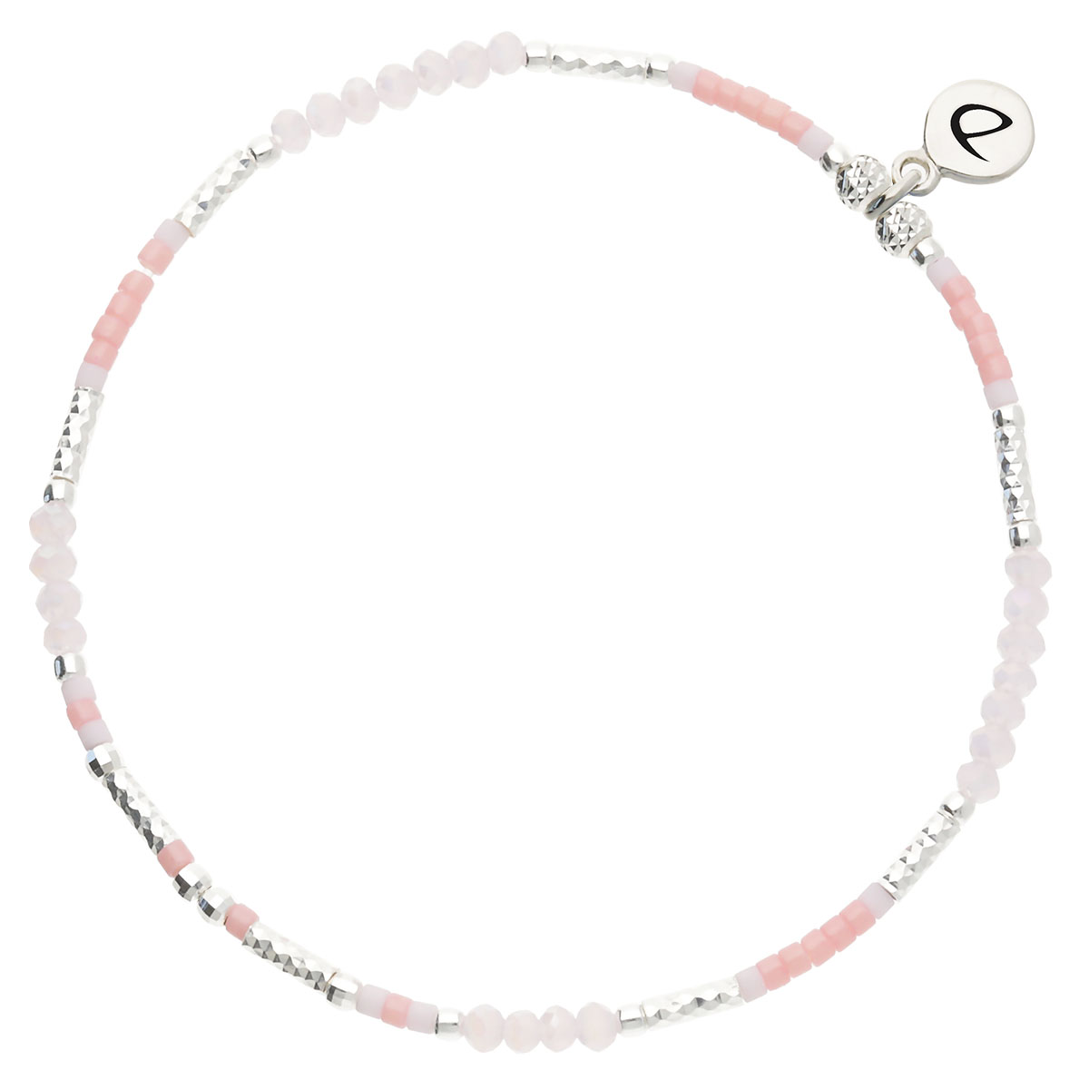 Bracelet Élastique Argent 925 Bright Rose Pastel Corail