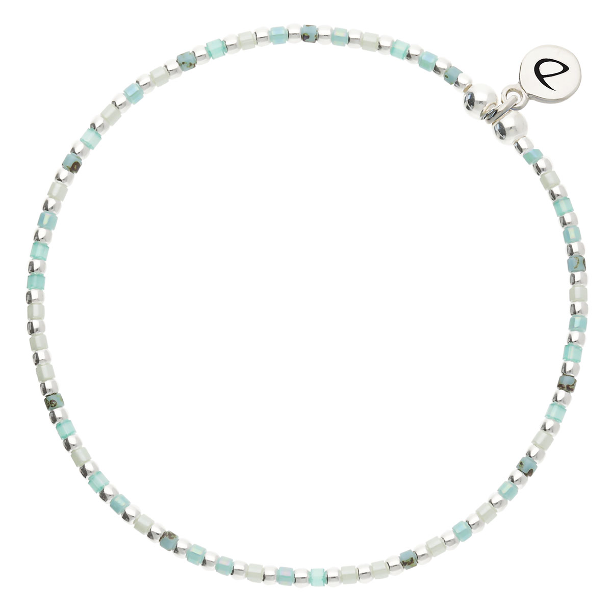 Bracelet Élastique Argent 925 Vert Turquoise Grain De Folie