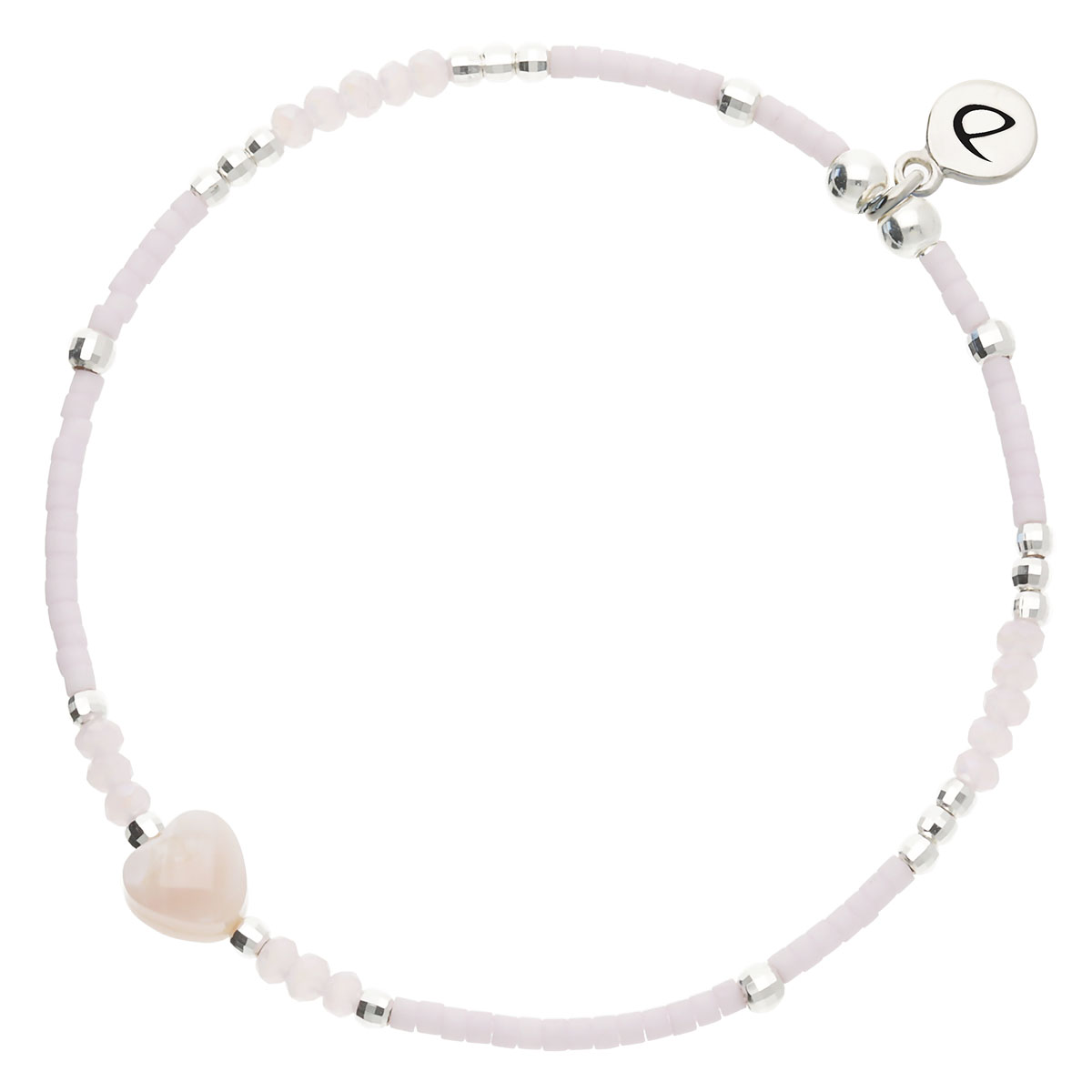 Bracelet Élastique Argent 925 Rose Pastel Le Coeur Nacré