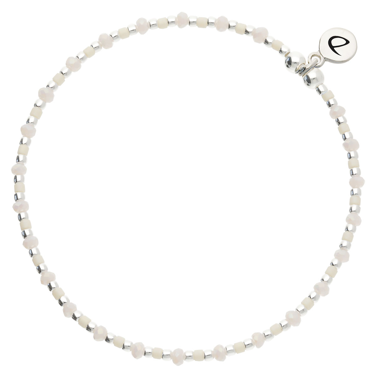 Bracelet Élastique Argent 925 Beige Écru Grain De Folie