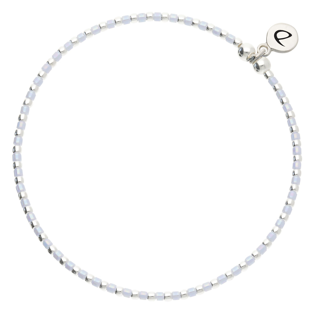 Bracelet Élastique Argent 925 Bleu Pastel Grain De Folie