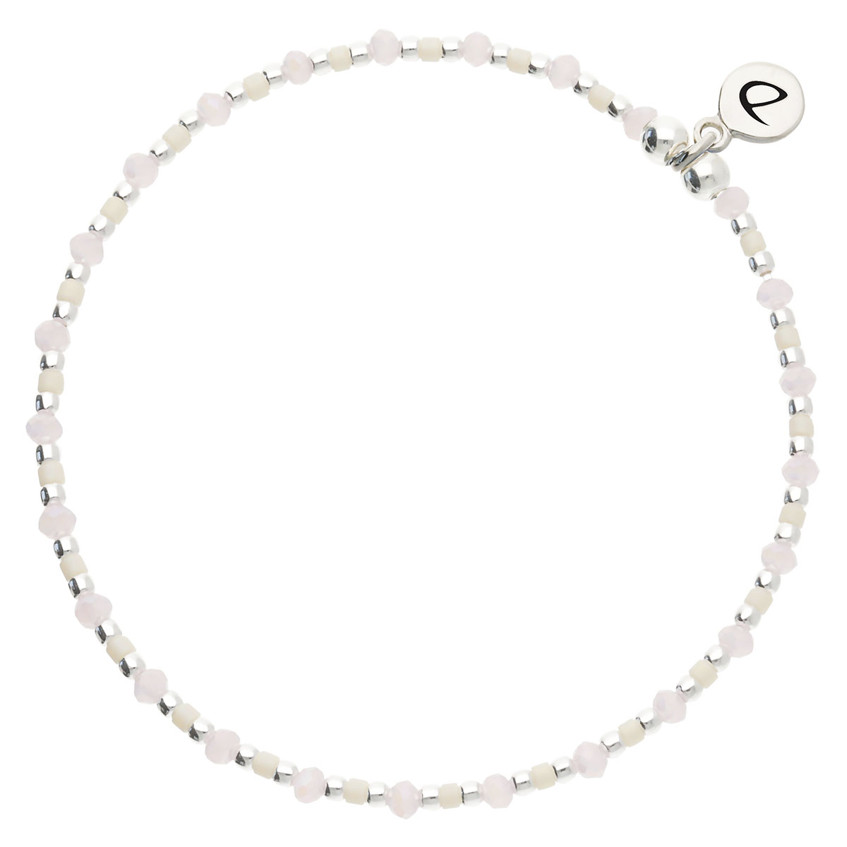 Bracelet Élastique Argent 925 Rose Pastel Miyuki Grain De Folie
