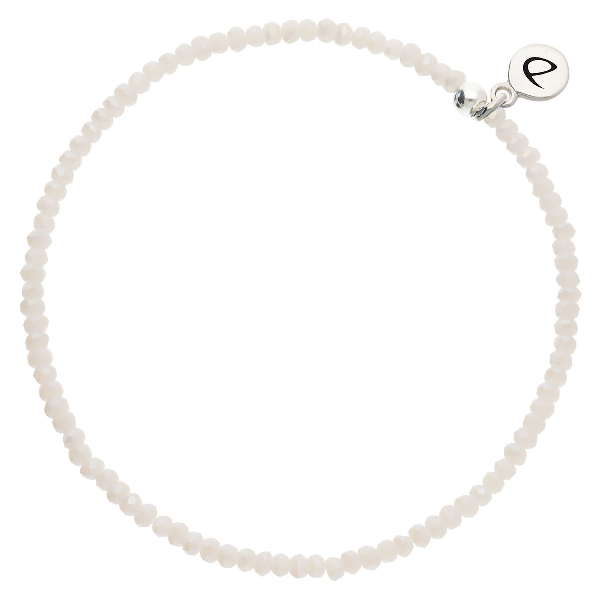 Bracelet Élastique Argent 925 Beige Écru