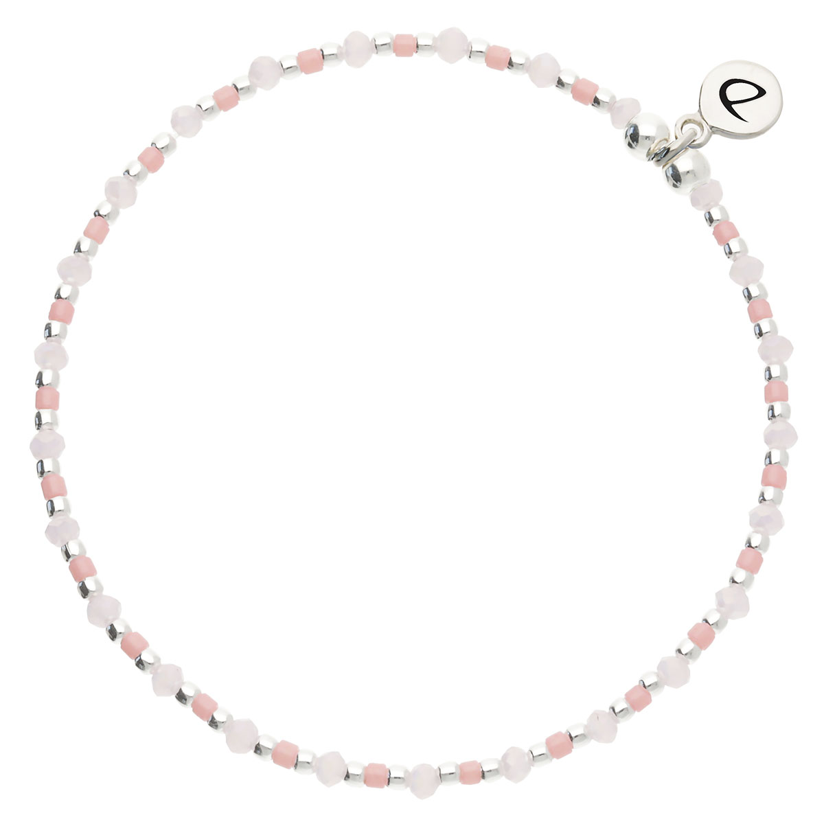 Bracelet Élastique Argent 925 Rose Pastel Corail Grain De Folie