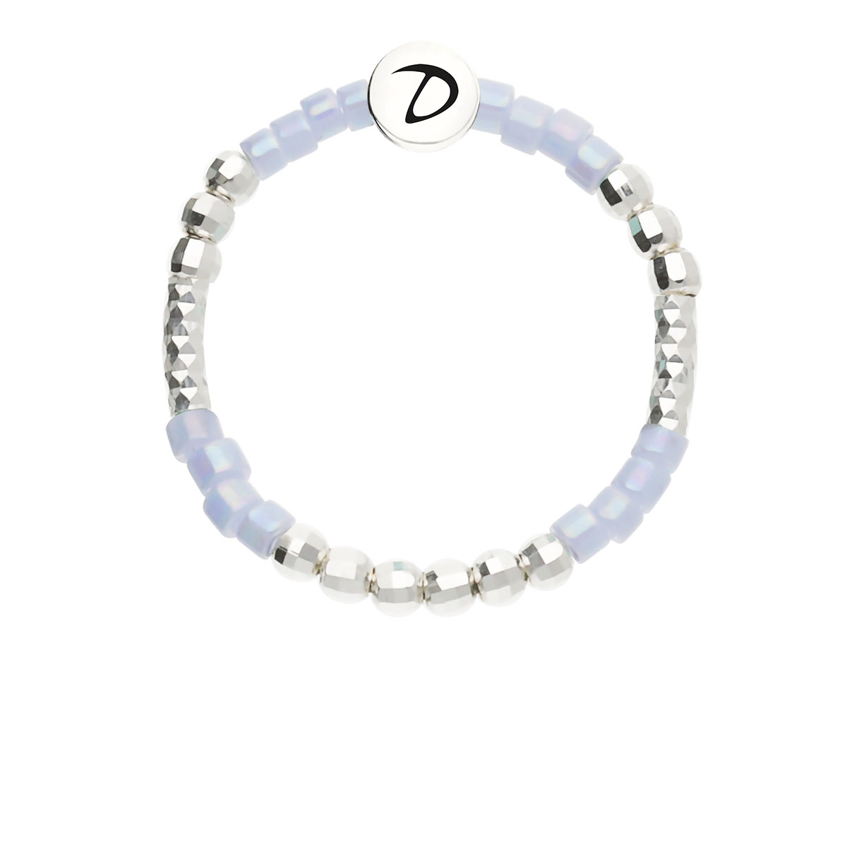 Bague Élastique Argent 925 Miyuki Bleu Pastel Sorrento