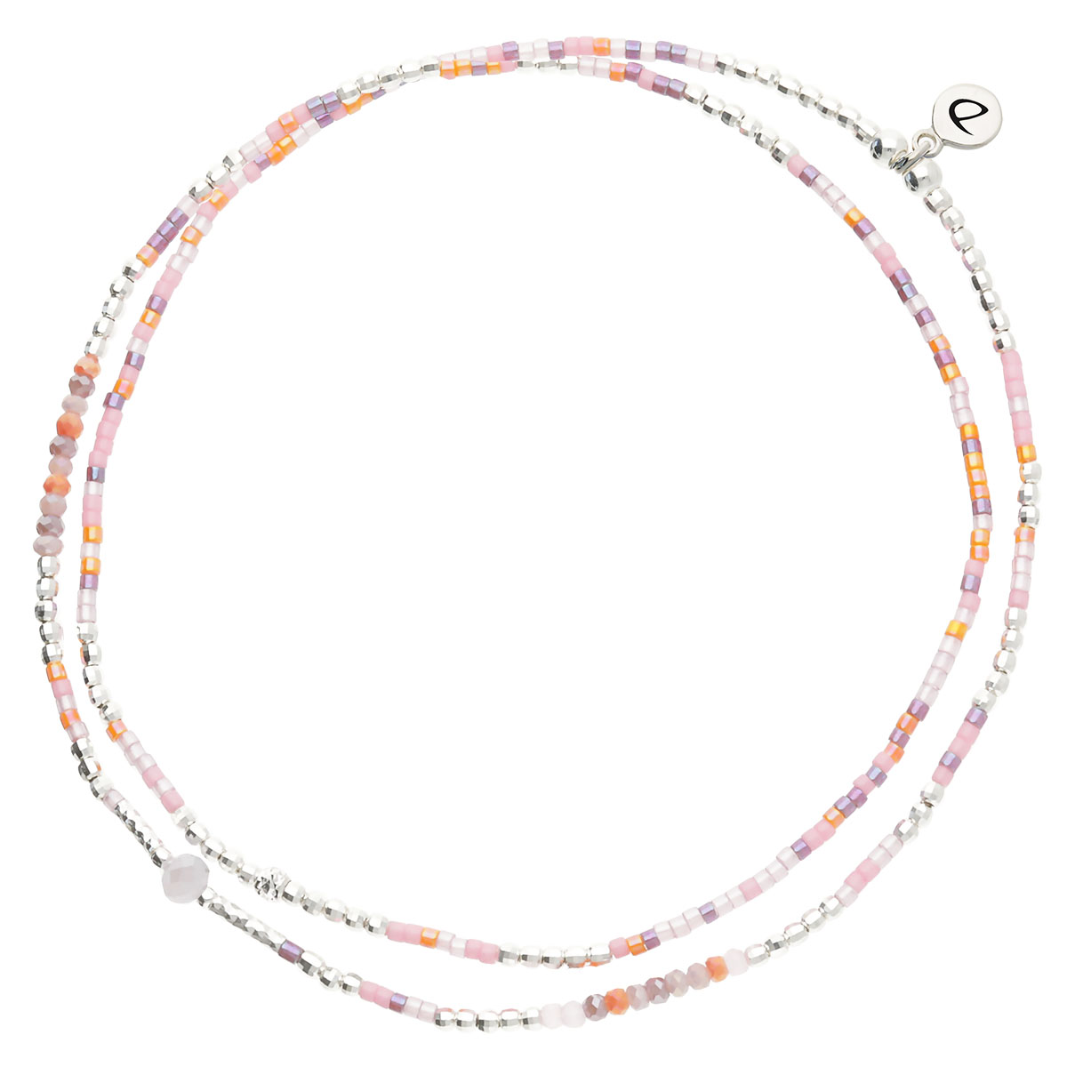 Chevillère Élastique 2 Tours Argent 925 Rose Violet