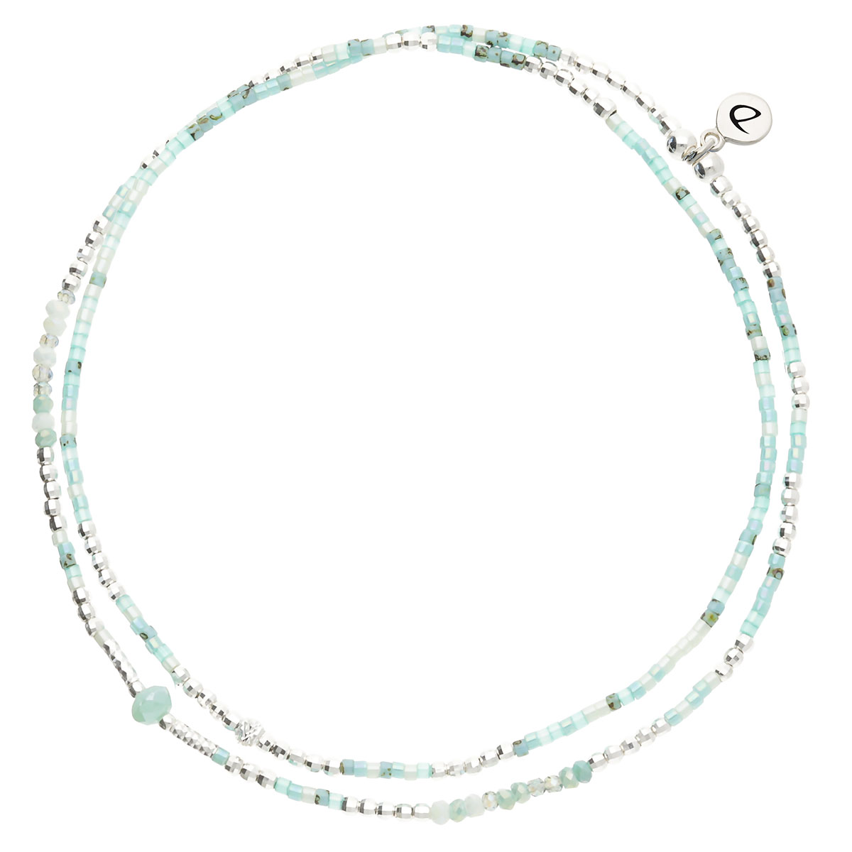 Chevillère Élastique 2 Tours Argent 925 Vert Turquoise