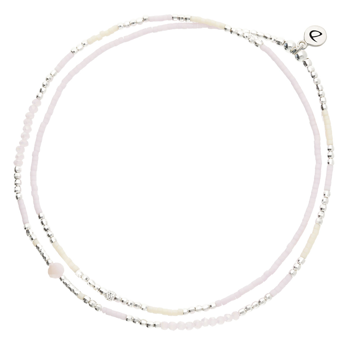 Chevillère Élastique 2 Tours Argent 925 Rose Pastel