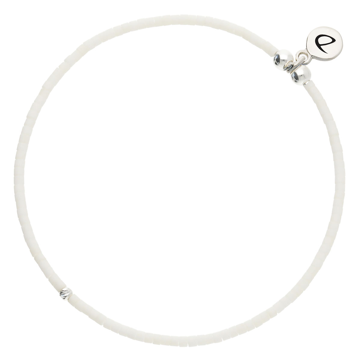 Bracelet Élastique Argent 925 Beige Écru Le Miyuki