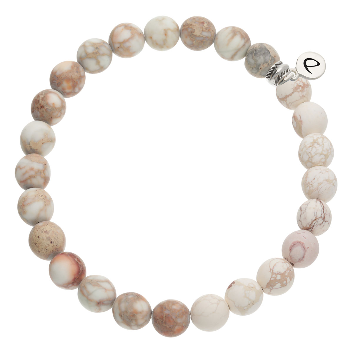 Bracelet Homme Élastique Blanc Crème Jaspe 8mm