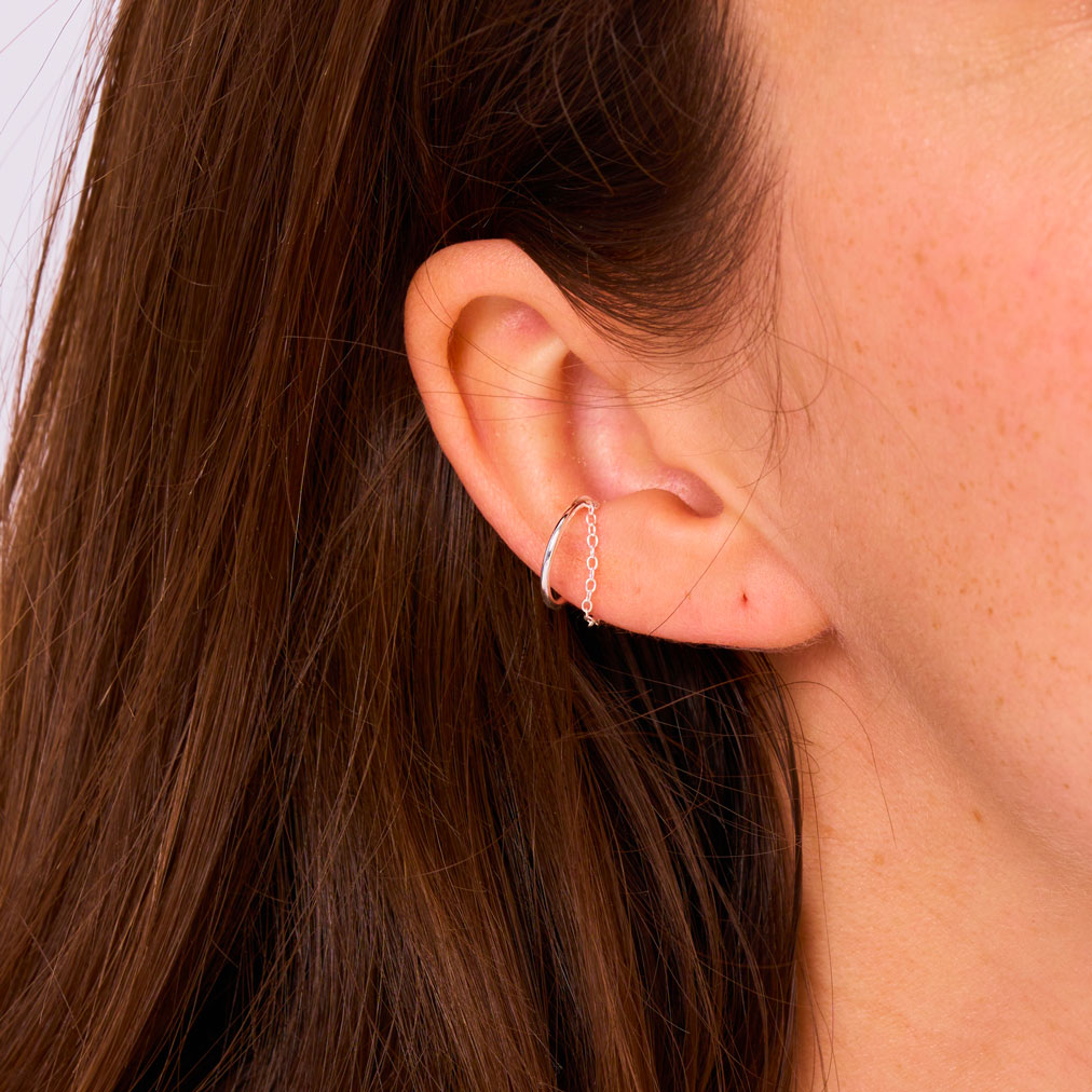 Earcuff Argent 925 Anneau Chainette L\'Audacieux